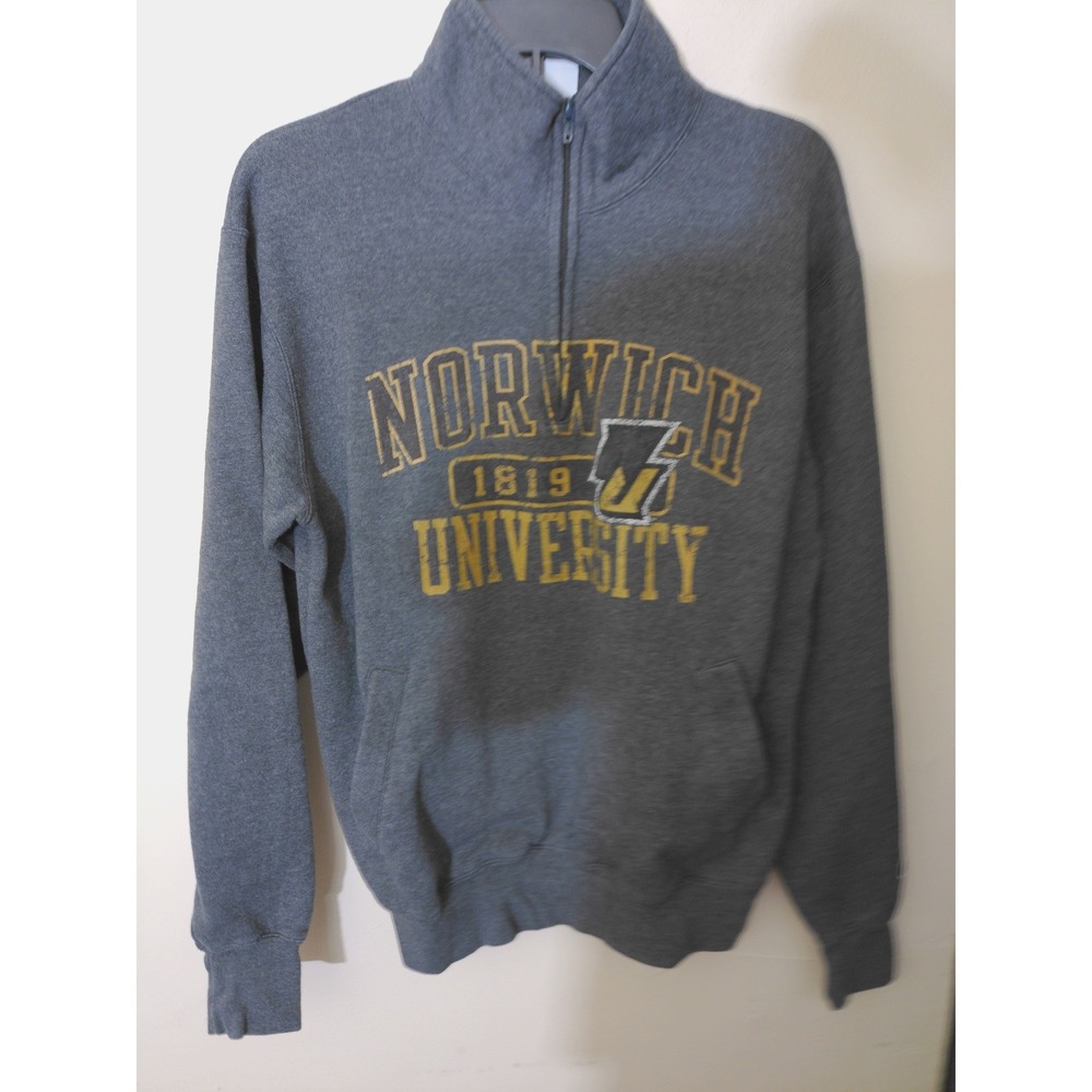 Champion Norwich University Sweatshirt Mens Medium Gray Excellent Quarter-Zip